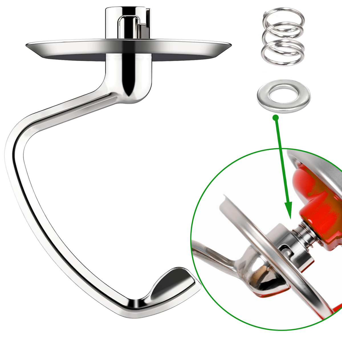 Kitchen Appliances Manufacturers - Stainless Steel Dough Hook With Spring&Washer